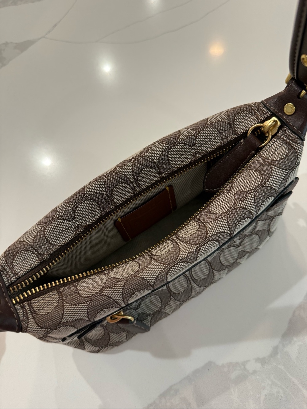 Coach Demi Bag Signature Jacquard Brass/Maple Brown Limited Re-Edition - Picture 4 of 8